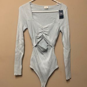 Abercrombie & Fitch Light Blue Ribbed Bodysuit